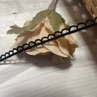 画像3: 【ドール服に】ケミカルレース　シンプルなスカラ柄　ブラック　幅0.7cm　6ｍ　日本製