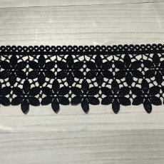 画像4: 【1点限り】ケミカルレース　2段の小花柄　ブラック　幅6.2ｃm　5ｍ　日本製 (4)