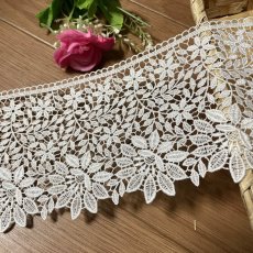 画像7: 【高品質な日本製】ケミカルレース　お花や葉っぱの幅広柄　オフホワイト　幅11ｃm (7)