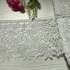 画像3: 【高品質な日本製】ケミカルレース　お花や葉っぱの幅広柄　オフホワイト　幅11ｃm (3)