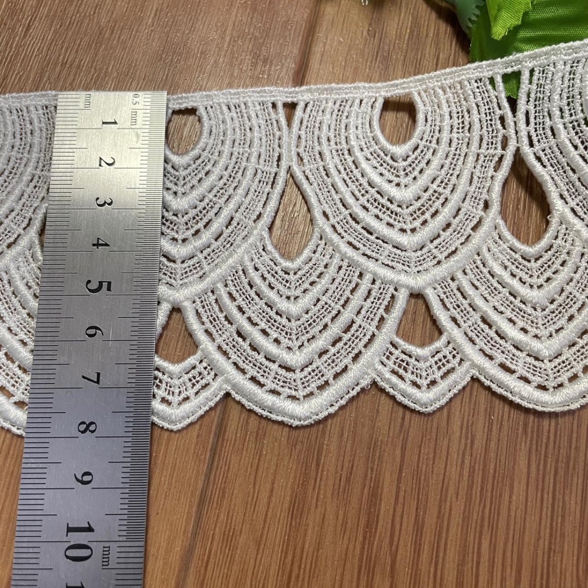 画像3: 【高品質な日本製】ケミカルレース　ダブルスカラ柄　オフホワイト　幅7.8ｃm (3)