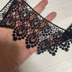 画像5: 【現品限り】ケミカルレース　ゴスロリ柄　ブラック　幅7ｃm　2.5ｍ　日本製 (5)