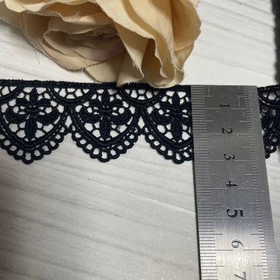 画像1: 【現品限り】ケミカルレース　ゴスロリ柄　ブラック　幅3ｃm　5ｍ　日本製