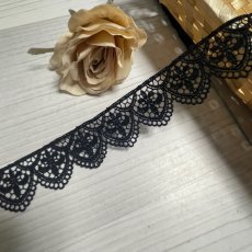 画像1: 【現品限り】ケミカルレース　ゴスロリ柄　ブラック　幅3ｃm　5ｍ　日本製 (1)