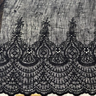 画像3: 【高品質な日本製】刺繍レース　ブラック　幅43cm　1ｍ　オリエンタル柄ガーゼ風