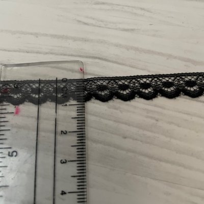 画像1: 【日本製】ラッセルレース　ブラック　幅0.9cmドット柄　10ｍ巻　