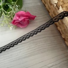 画像2: 【日本製】ラッセルレース　ブラック　幅0.9cmドット柄　10ｍ巻　 (2)