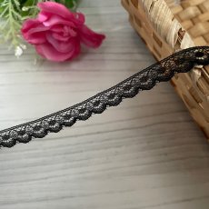 画像1: 【日本製】ラッセルレース　ブラック　幅0.9cmドット柄　10ｍ巻　 (1)