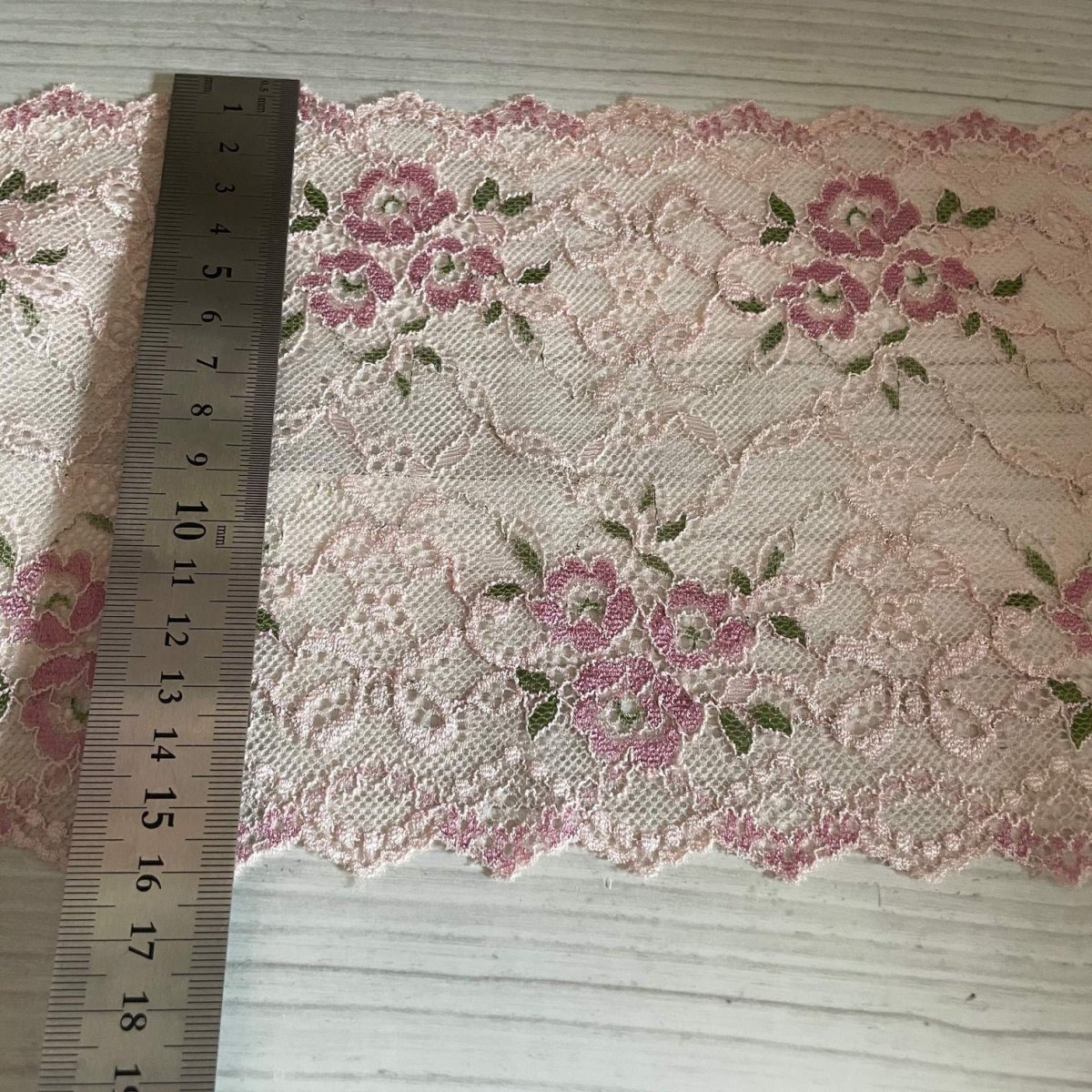 画像11: 【クリックポスト送料無料】上品なピンク系ラッセルストレッチレース１m×５点高品質な日本製 (11)