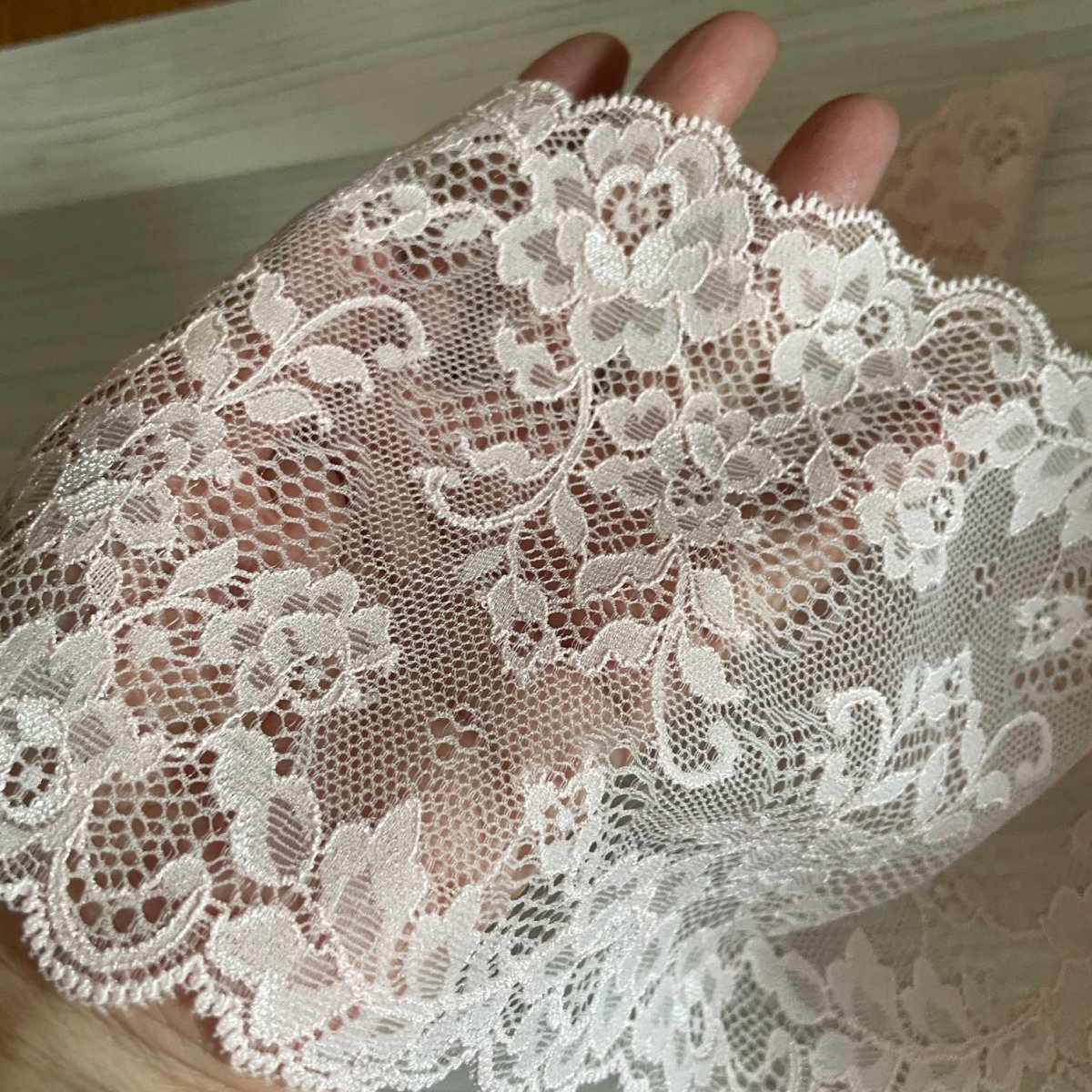 画像10: 【クリックポスト送料無料】上品なピンク系ラッセルストレッチレース１m×５点高品質な日本製 (10)