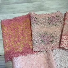 画像2: 【クリックポスト送料無料】上品なピンク系ラッセルストレッチレース１m×５点高品質な日本製 (2)