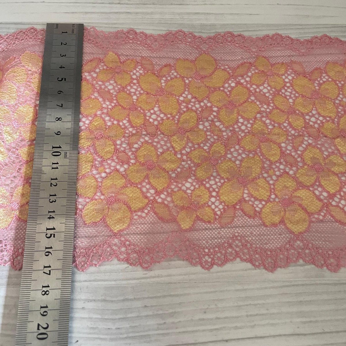 画像5: 【クリックポスト送料無料】上品なピンク系ラッセルストレッチレース１m×５点高品質な日本製 (5)