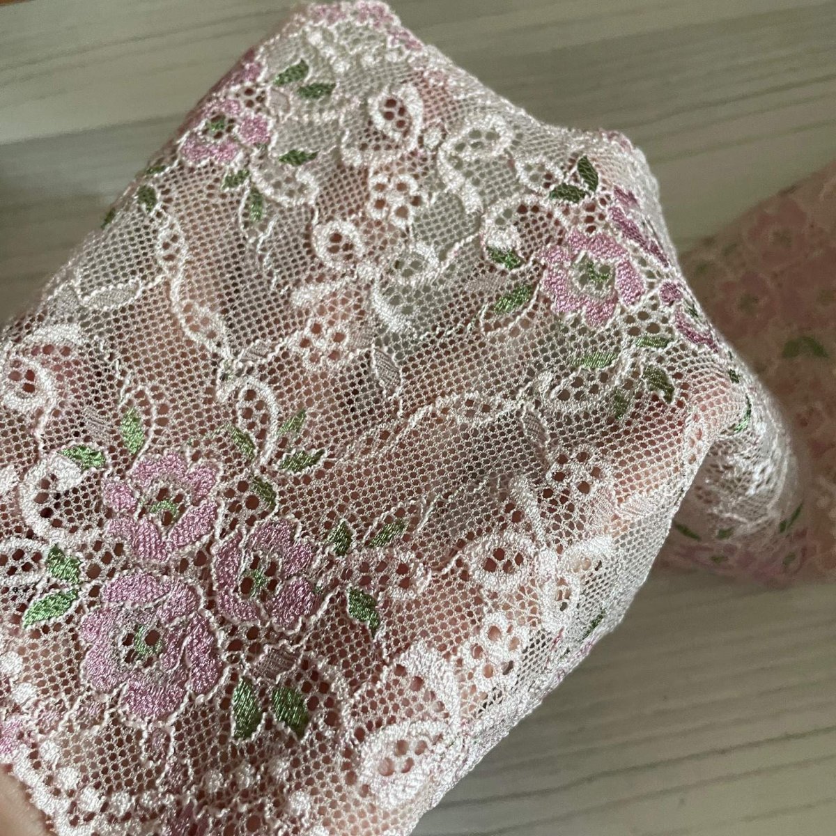 画像12: 【クリックポスト送料無料】上品なピンク系ラッセルストレッチレース１m×５点高品質な日本製 (12)