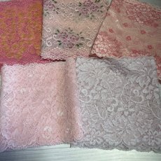 画像4: 【クリックポスト送料無料】上品なピンク系ラッセルストレッチレース１m×５点高品質な日本製 (4)
