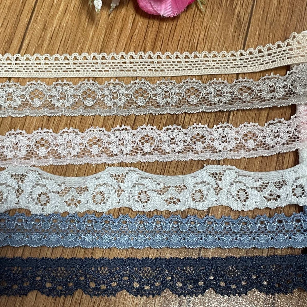 画像3: 【クリックポスト送料無料】計18m細幅国産ストレッチレース6種セット（3m×6本） (3)