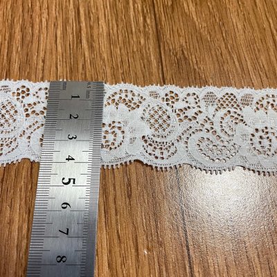 画像1: クリックポスト送料無料【日本製】20ｍ！幅4.1cm薔薇柄ラッセルストレッチレース　オフホワイト