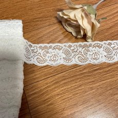 画像3: クリックポスト送料無料【日本製】20ｍ！幅4.1cm薔薇柄ラッセルストレッチレース　オフホワイト (3)