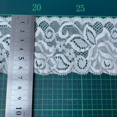 画像1: 【日本製】20ｍ！幅6.5cm薔薇柄ラッセルストレッチレース　オフホワイト