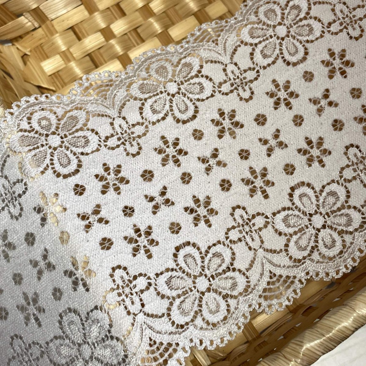 画像4: 【日本製】５ｍ！幅12.8cm可愛い花柄ラッセルストレッチレース　グレー (4)