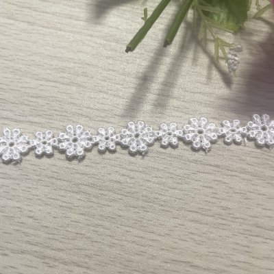 画像2: 【高品質な日本製】ケミカルレース　オフホワイト幅1.1cm大小のお花柄　3m