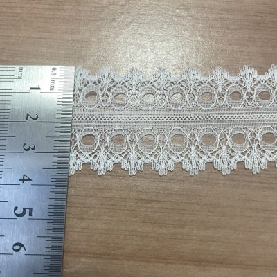 画像1: 【繊細な日本製】ラッセルレース　オフホワイト　幅3.7cm大人気リボン通し両山レース　5ｍ