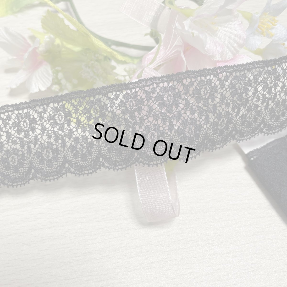 画像3: フランス製リバーレース　黒　幅3.4ｃｍ花柄　１ｍ (3)