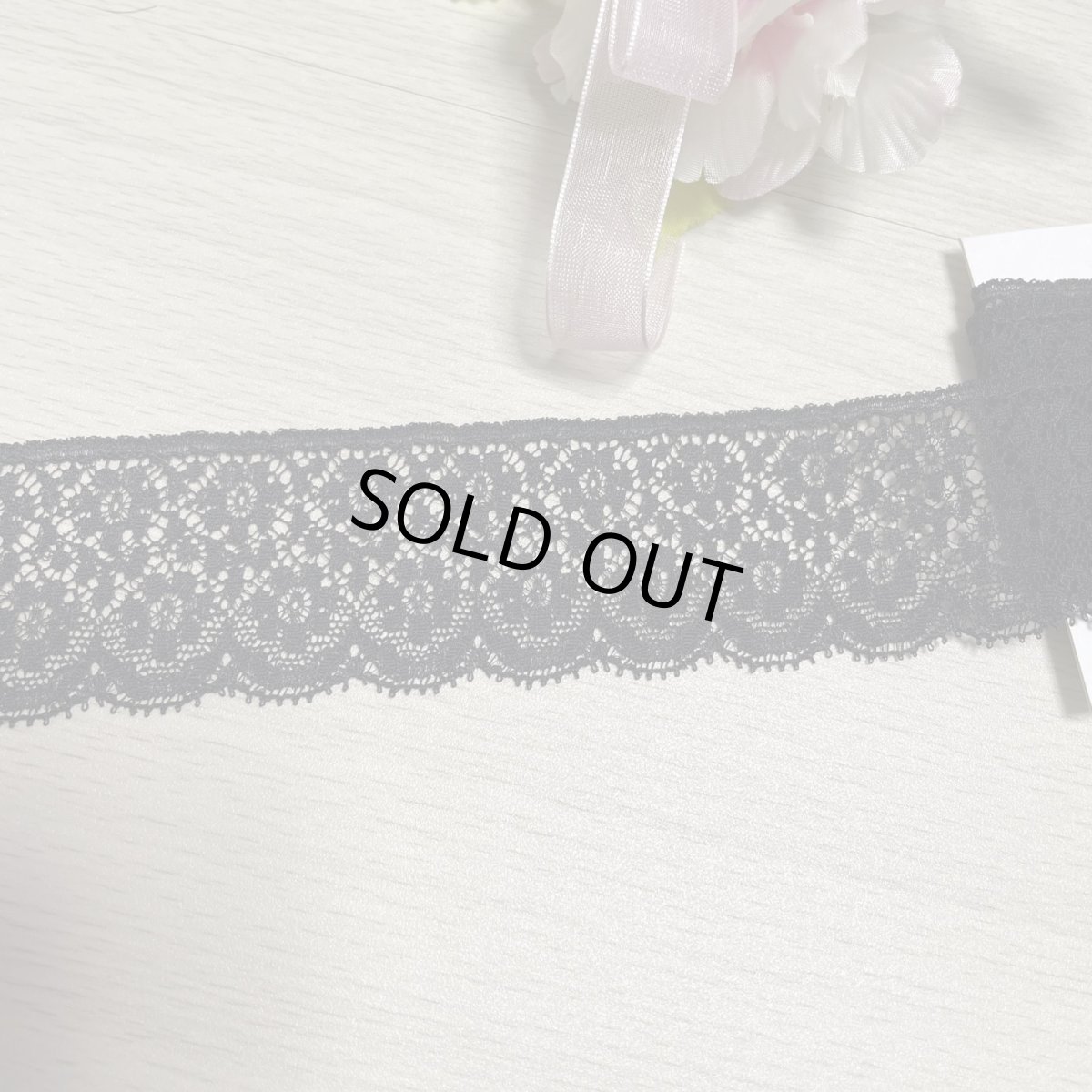 画像4: フランス製リバーレース　黒　幅3.4ｃｍ花柄　１ｍ (4)