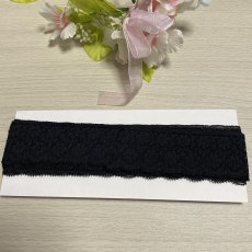 画像5: フランス製リバーレース　黒　幅3.4ｃｍ花柄　１ｍ (5)
