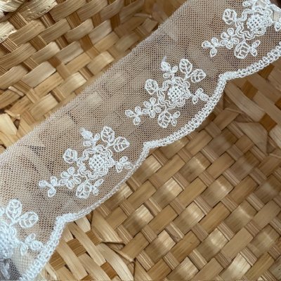 画像3: 現品限り【日本製】チュールレース　オフホワイト　幅5.5cm　5.5ｍ　可愛い薔薇柄