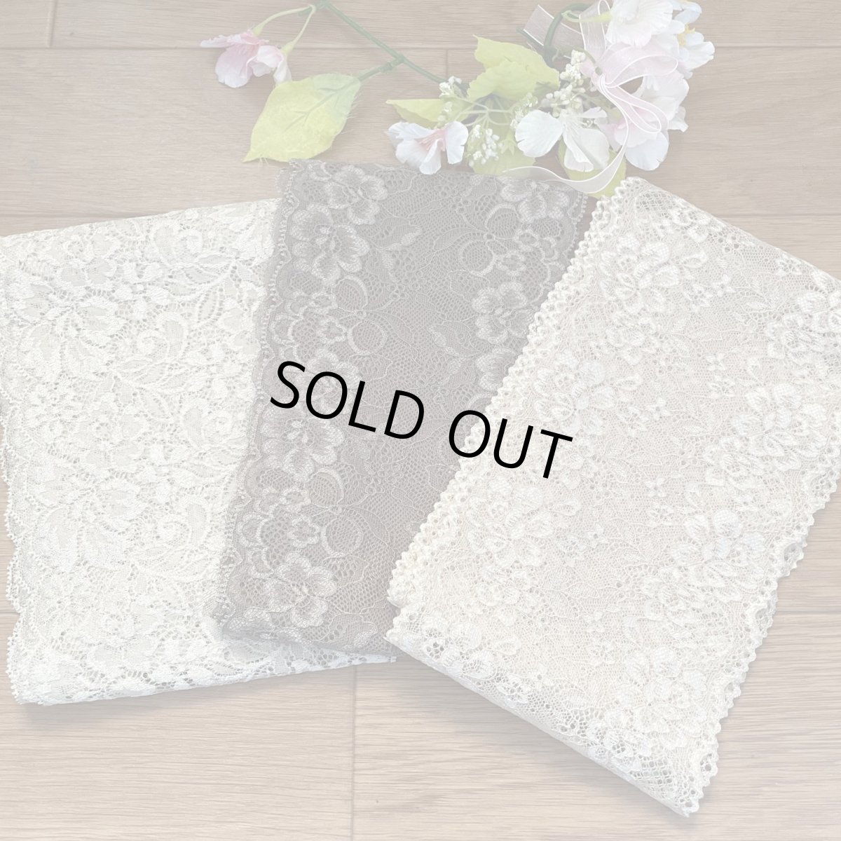 画像1: 【クリックポスト送料無料】1100円!ベージュブラウン系ラッセルストレッチレース2m×３点セット高品質な日本製 (1)