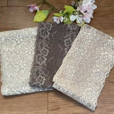 画像1: 【クリックポスト送料無料】1100円!ベージュブラウン系ラッセルストレッチレース2m×３点セット高品質な日本製 (1)