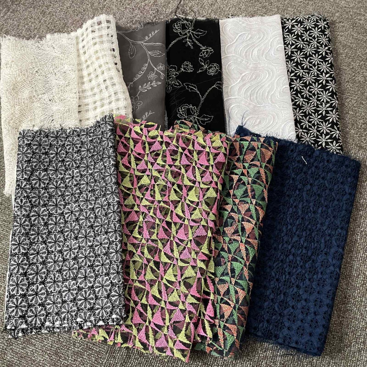 画像1: 送料無料【日本製】刺繍レース生地　10柄 (1)