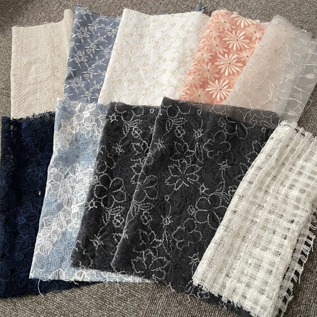 画像1: 送料無料【日本製】刺繍レース生地　10柄 (1)