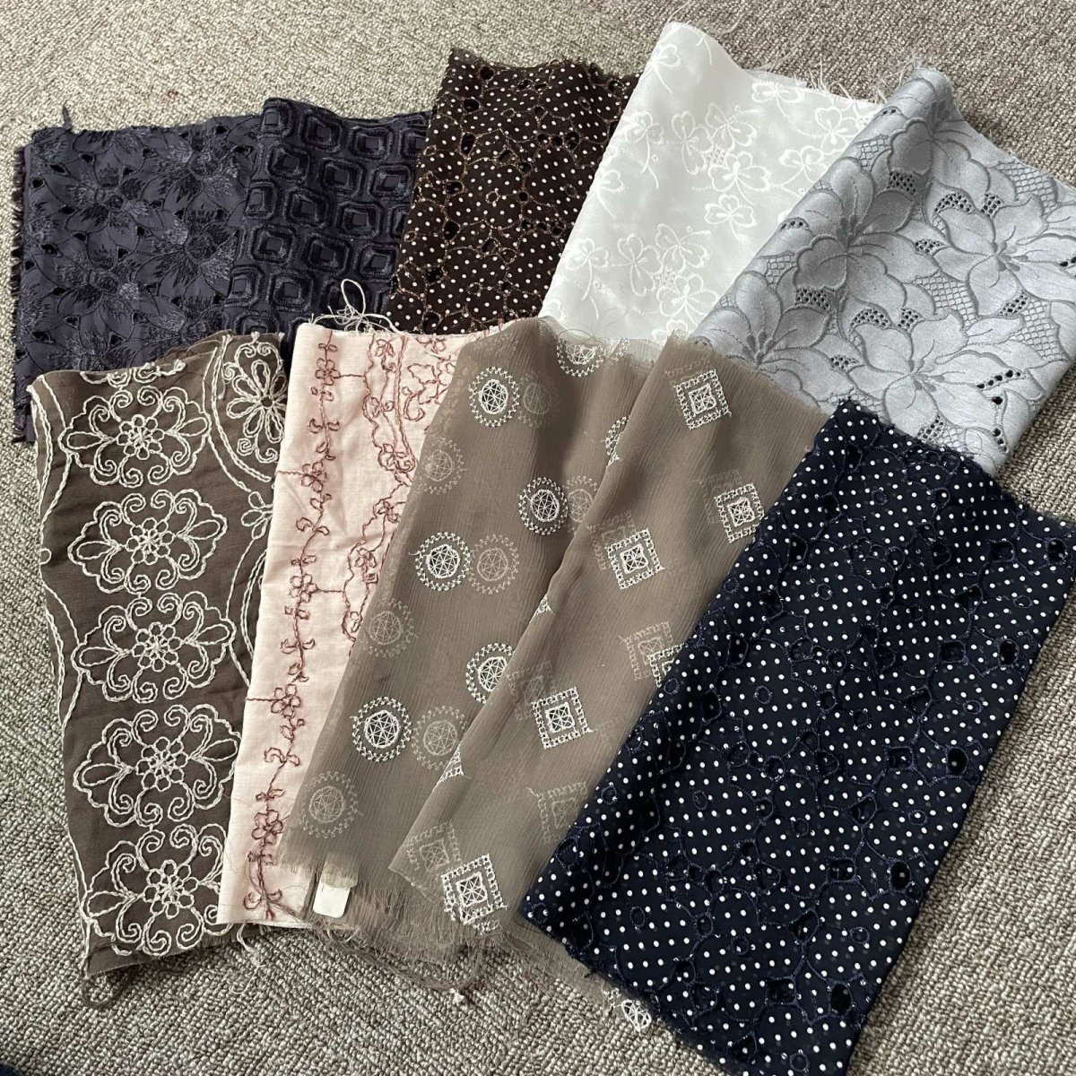 画像1: 【送料無料】　刺繍レース生地　10柄 (1)