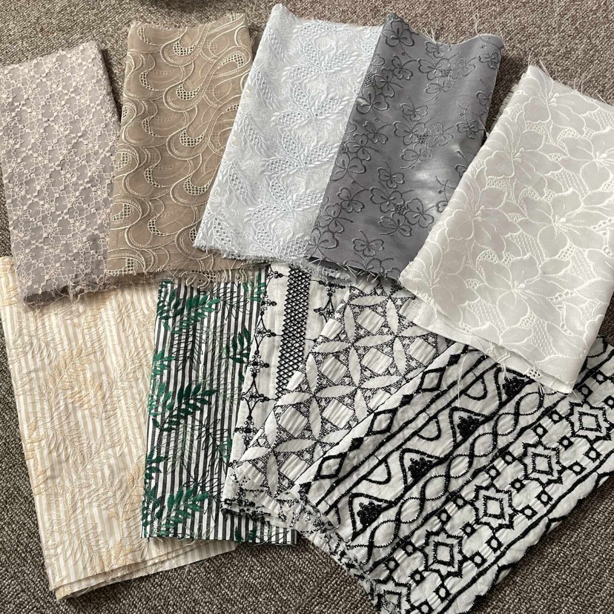 画像1: 【送料無料】　刺繍レース生地　10柄 (1)