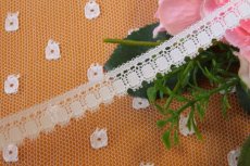 画像3: 【おまとめ買いはさらにお買い得】リバーレース　オフホワイト　幅1.2cm　スクエアドット柄　 (3)