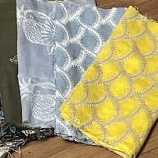 画像7: 【送料無料】　刺繍レース生地　10柄　黄色うろこ柄 (7)