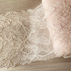 画像1: 【美しいリバーレース】ストレッチリバーレース　上品なピンク　幅16.8cm　花柄　 (1)