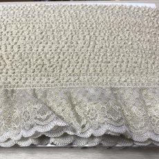 画像5: 【日本製】フリルが可愛いラッセルフリルレース　ホワイトゴールドラメ　幅6.6cm小花柄　5m巻　衣装に (5)