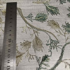 画像2: 【日本製】刺繍レース生地　約20cm×約130cm　クジャクの羽みたいな葉っぱ柄刺繍レース　ブラックみどり (2)