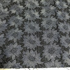 画像1: 【日本製】刺繍レース生地　約25cm×約100cm　花柄刺繍レース　ネイビーラメ (1)