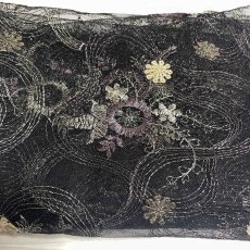 画像4: 【日本製】刺繍レース生地　約20cm×約130cm　薔薇刺繍レース　ブラック (4)