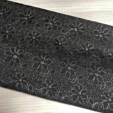 画像1: 【日本製】刺繍レース生地　約25cm×約100cm　ラメ花柄刺繍レース　 (1)