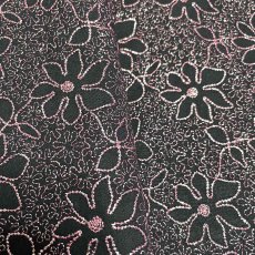 画像1: 【日本製】刺繍レース生地　約25cm×約100cm　ピンクラメ花柄刺繍レース　 (1)