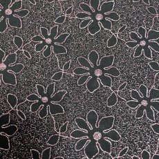 画像2: 【日本製】刺繍レース生地　約25cm×約100cm　ピンクラメ花柄刺繍レース　 (2)