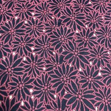 画像4: 【日本製】刺繍レース生地　約25cm×約45cm×2色　花柄刺繍レース紺ピンクとベージュ　 (4)