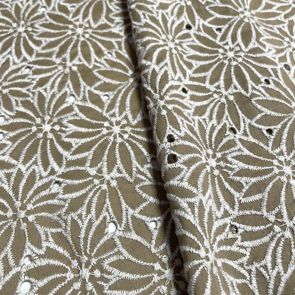 画像1: 【日本製】刺繍レース生地　約25cm×約45cm×2色　花柄刺繍レース紺ピンクとベージュ　 (1)