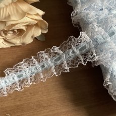画像5: 日本製フリルラッセルレース　淡いブルー　幅2.6ｃｍリボン通し風　3ｍ (5)