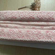 画像9: 【1m110円】ラッセルストレッチレースピンク　幅16.5cm　オリエンタルな薔薇柄　　５ｍ巻 (9)