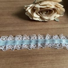 画像6: 日本製フリルラッセルレース　淡いブルー　幅2.6ｃｍリボン通し風　3ｍ (6)